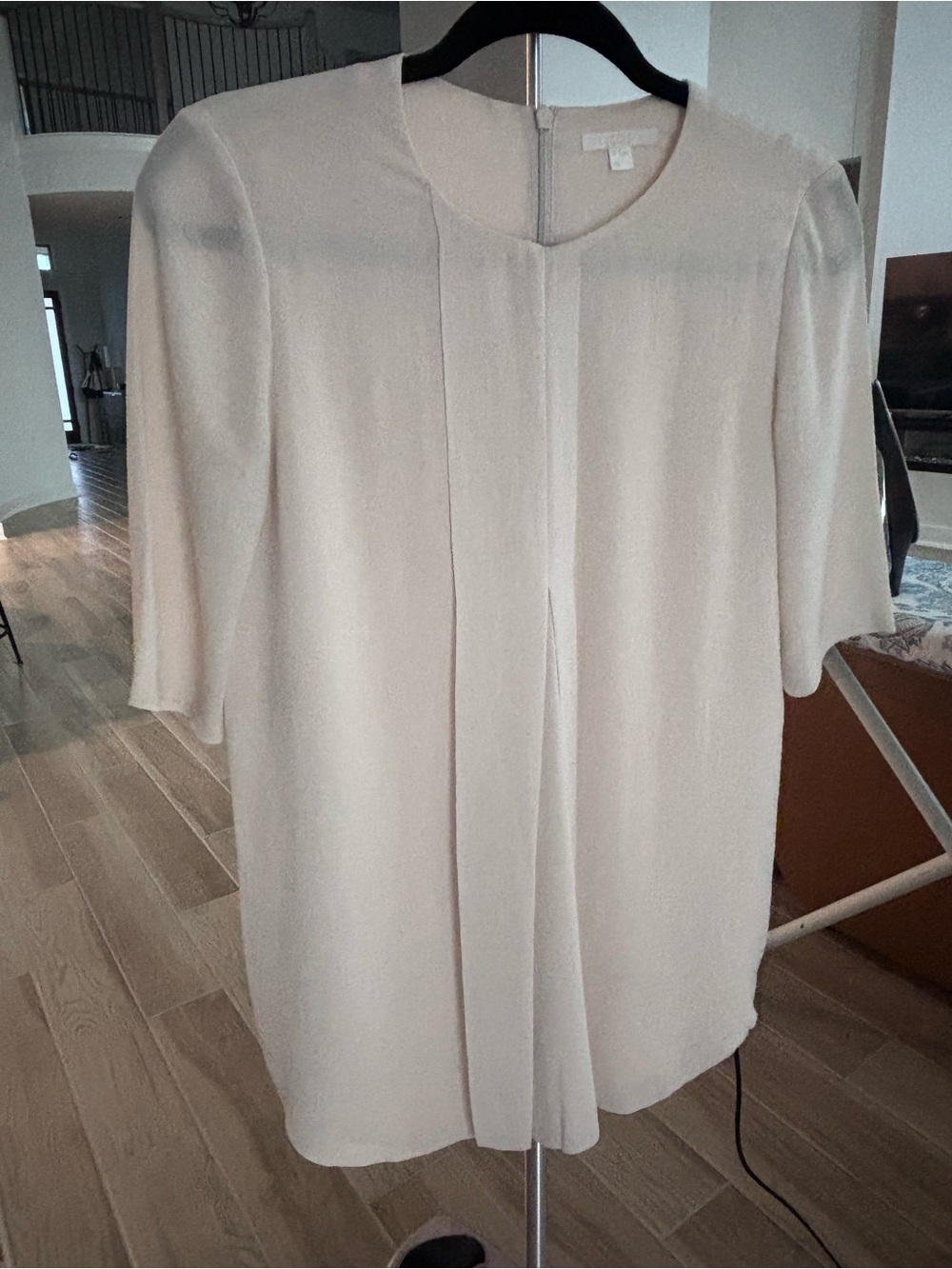 COS Cream Short-Sleeve Pleat Front Blouse